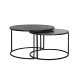 CAFE TABLE TLC METAL BLACK SILVER ANTIK LEAD SET OF 2 - CAFE, SIDE TABLES